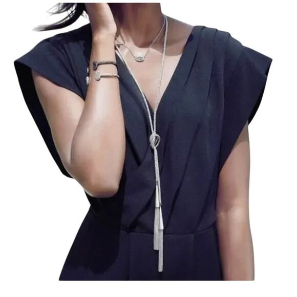 Kendra Scott Phara Fringe Necklace – Silver Wrap Style NWT Wester - Picture 5 of 5